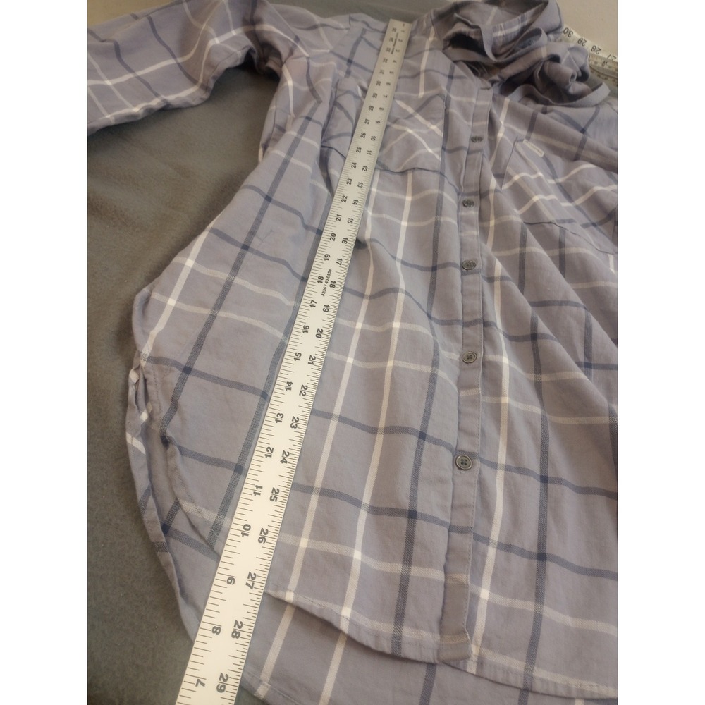Columbia Jacket, Plaid Cotton Button Up Shirt Hoodie Women's M Purple Shacket - Picture 5 of 10